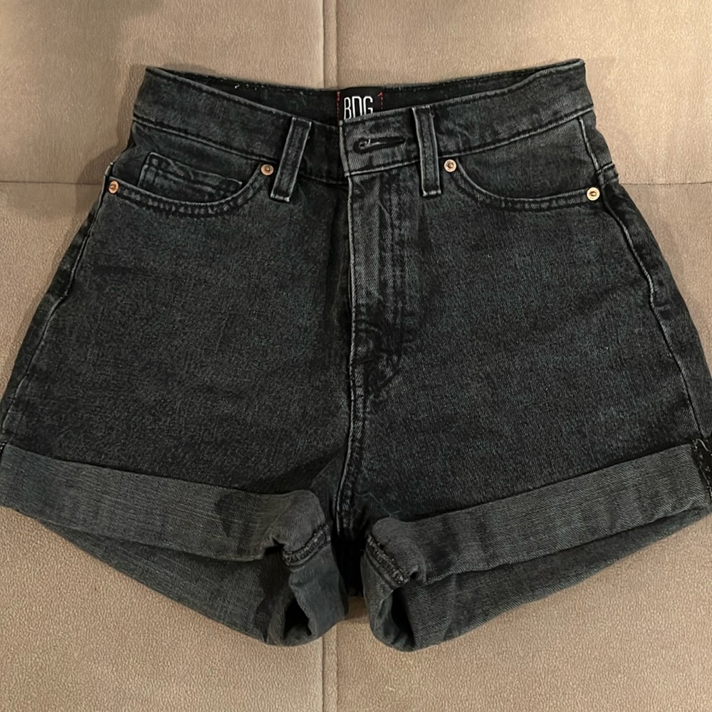 Urban Outfitters BDG Mom High Rise black denim shorts